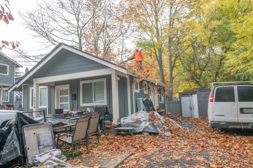 Fall cleanup in progress