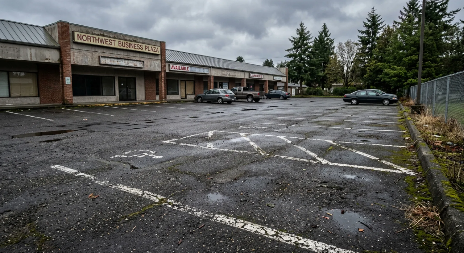 Faded parking lot lines that need restriping